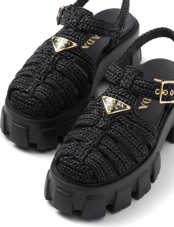 Caged Flatform Raffia Sandals - Image 5