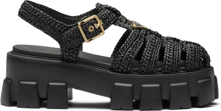 Caged Flatform Raffia Sandals