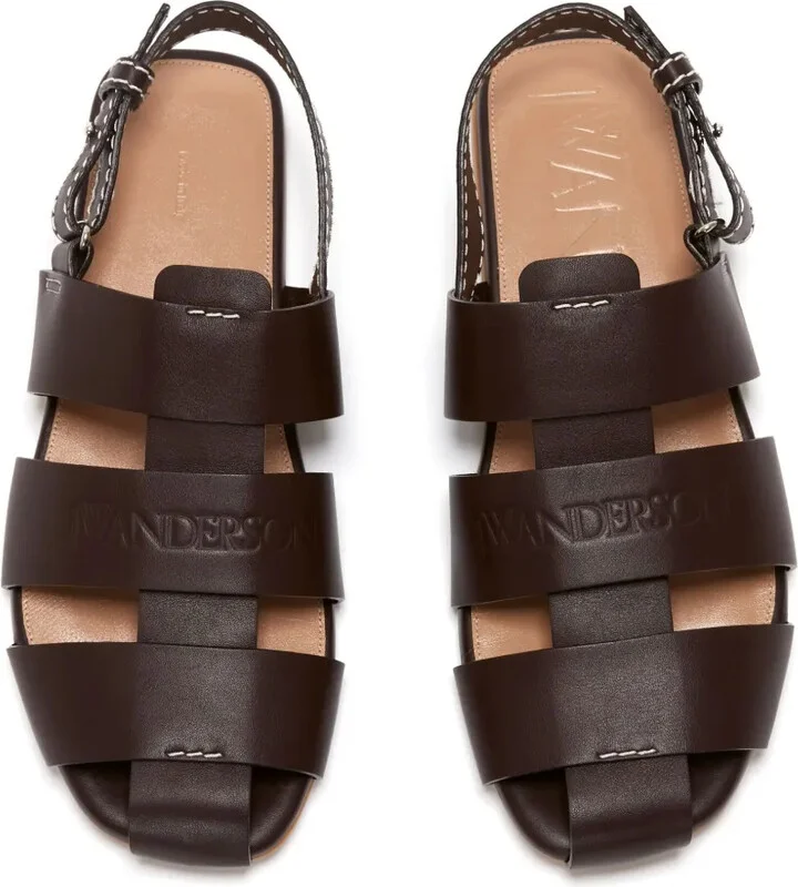 Caged Leather Slingback Sandals - Image 4