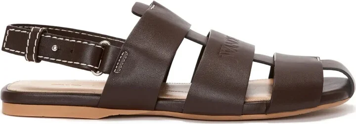 Caged Leather Slingback Sandals