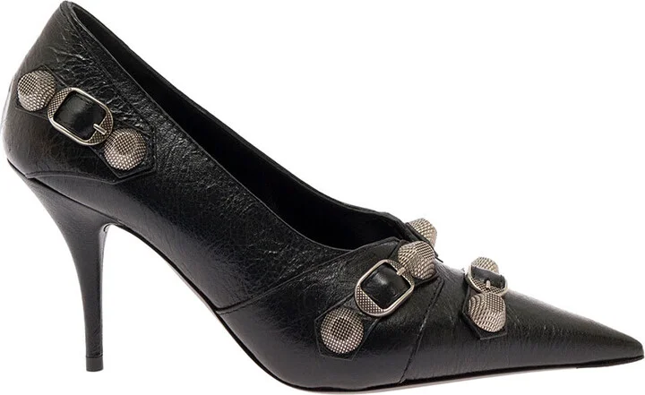 'cagole' Black Pointed Pump In Leather Woman Balenciaga