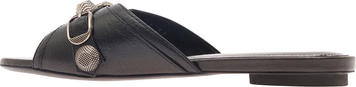 Cagole Black Sandals With Studs And Buckles In Smooth Leather Woman - Image 2