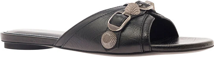 Cagole Black Sandals With Studs And Buckles In Smooth Leather Woman - Image 3