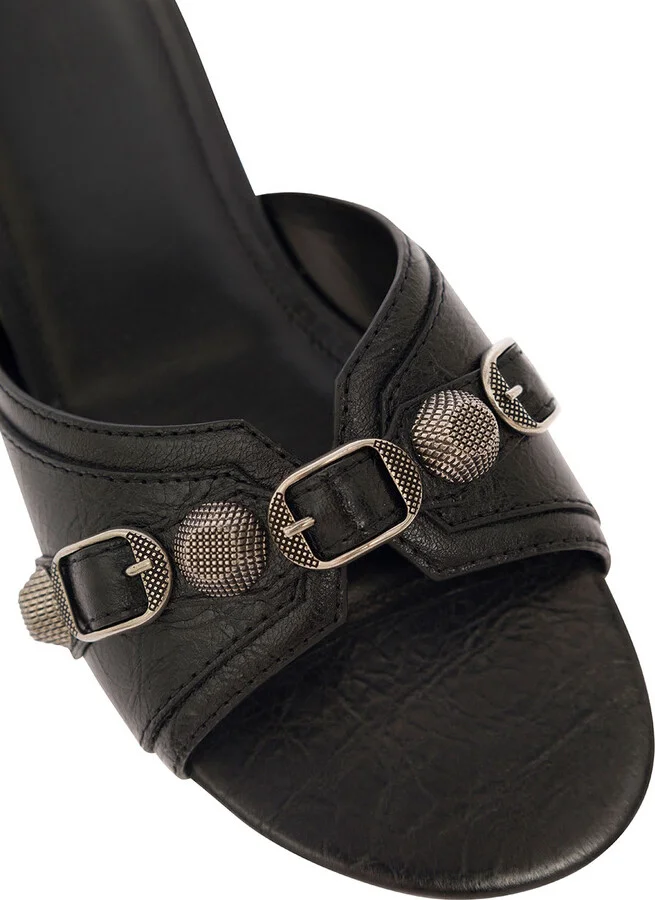 Cagole Black Sandals With Studs And Buckles In Smooth Leather Woman - Image 4
