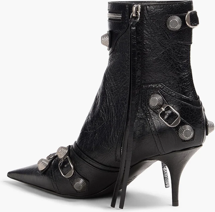 Cagole embellished pebbled-leather ankle boots - Image 3