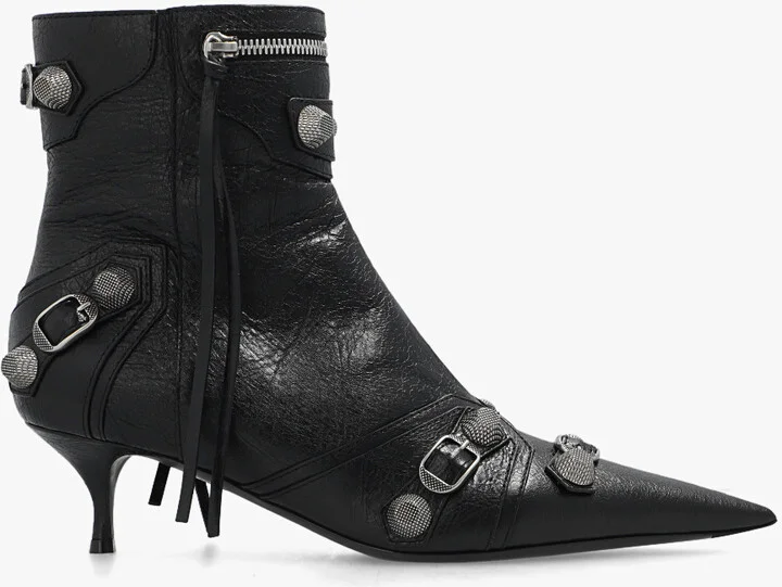 ‘Cagole’ Heeled Ankle Boots, , - Black