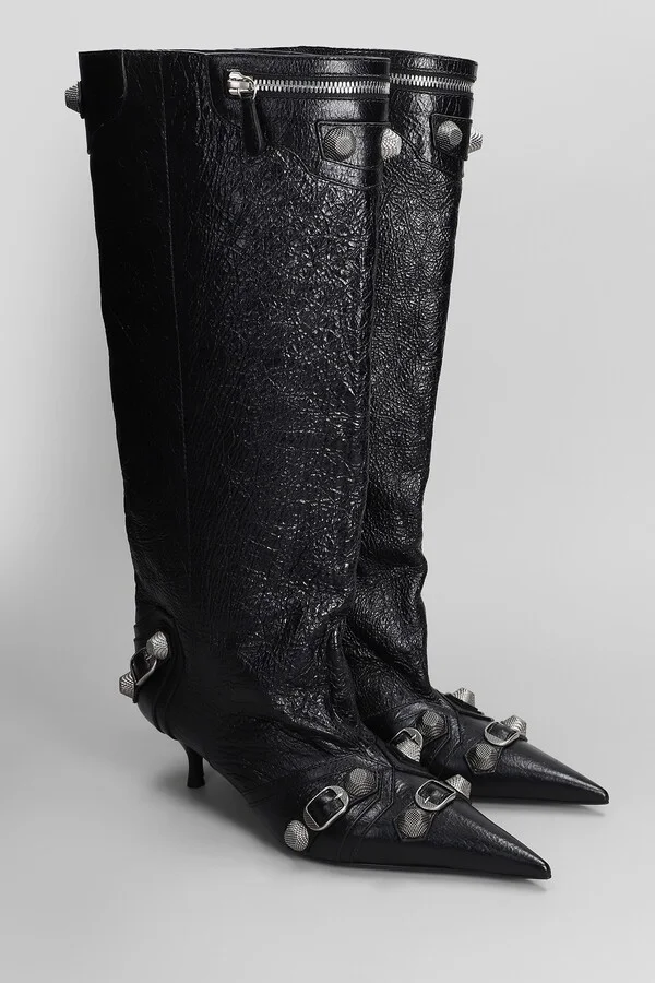 Cagole Wide Boot L50 Low Heels Boots In Black Leather - Image 2