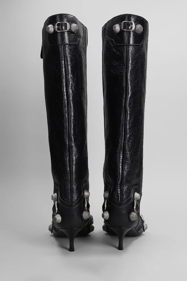 Cagole Wide Boot L50 Low Heels Boots In Black Leather - Image 4