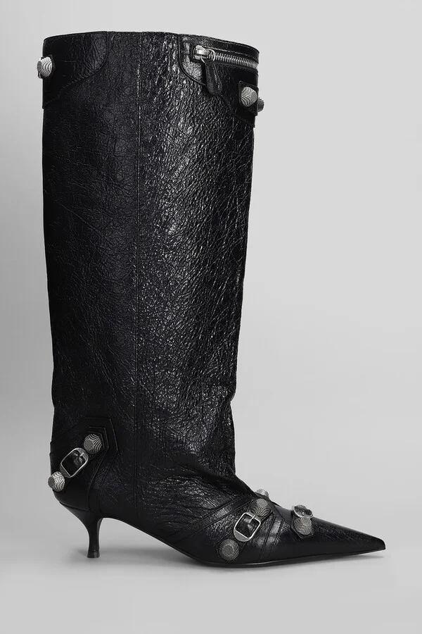 Cagole Wide Boot L50 Low Heels Boots In Black Leather