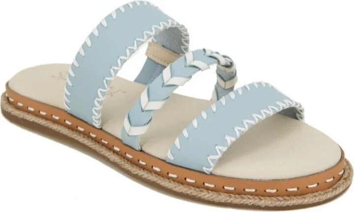 Caia Sandals Womens US 8 Aqua Blue Leather Braided Strap Slip-On KHD637