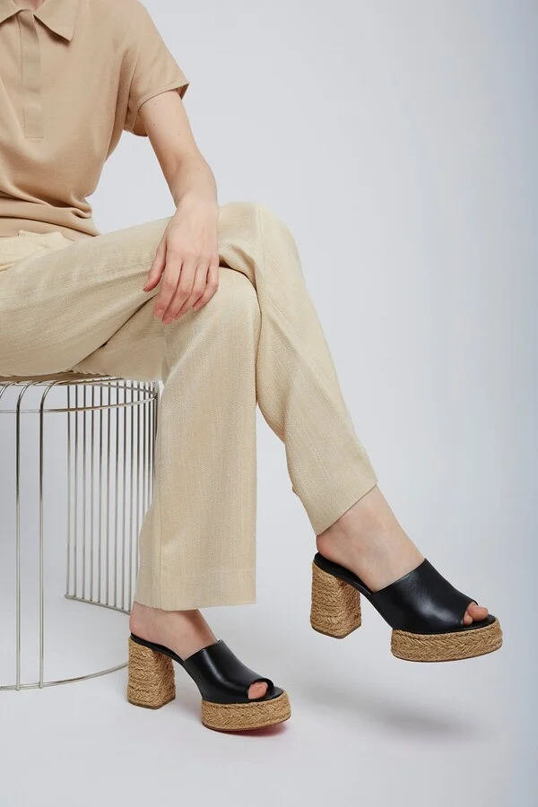 Calakala 85 black leather espadrilles - Image 6