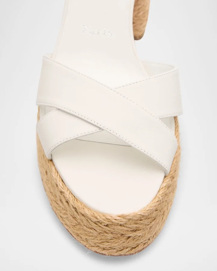 Calakala Leather Crisscross Red Sole Espadrille Sandals - Image 4