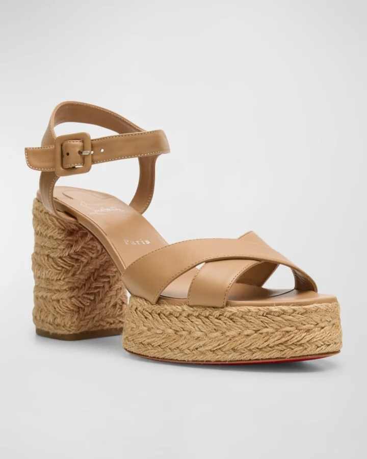 Calakala Leather Crisscross Red Sole Espadrille Sandals - Image 5