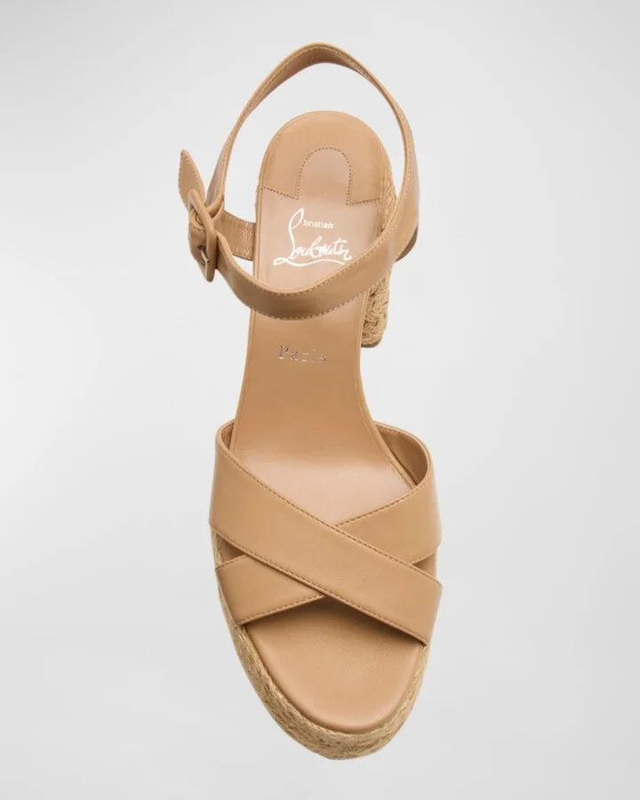 Calakala Leather Crisscross Red Sole Espadrille Sandals - Image 6