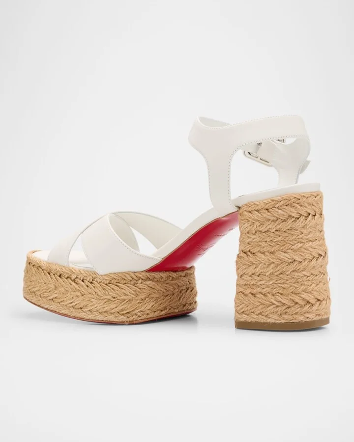 Calakala Leather Crisscross Red Sole Espadrille Sandals - Image 8