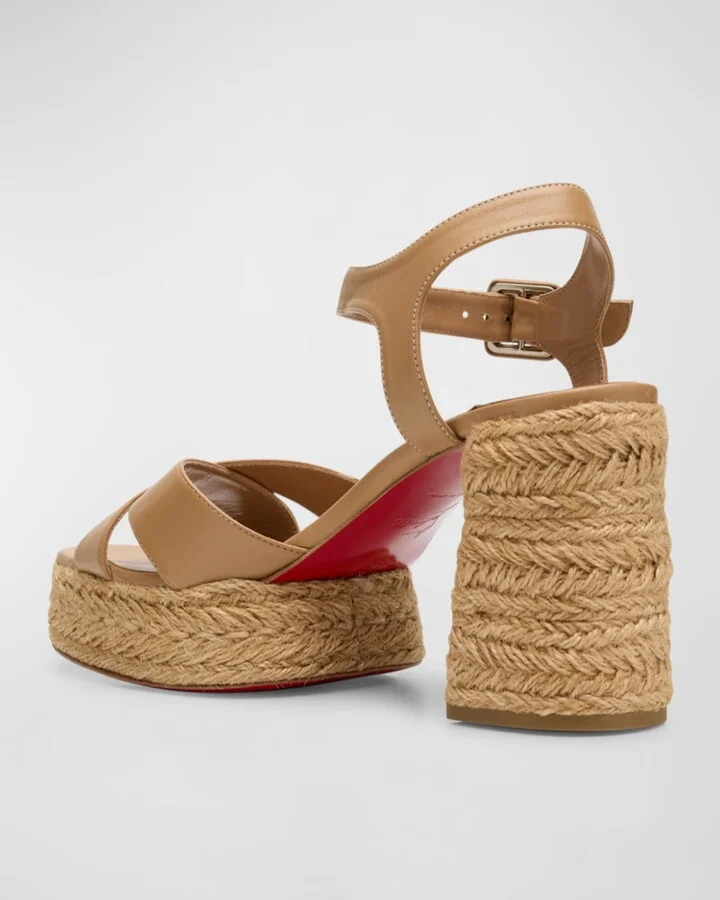 Calakala Leather Crisscross Red Sole Espadrille Sandals - Image 9