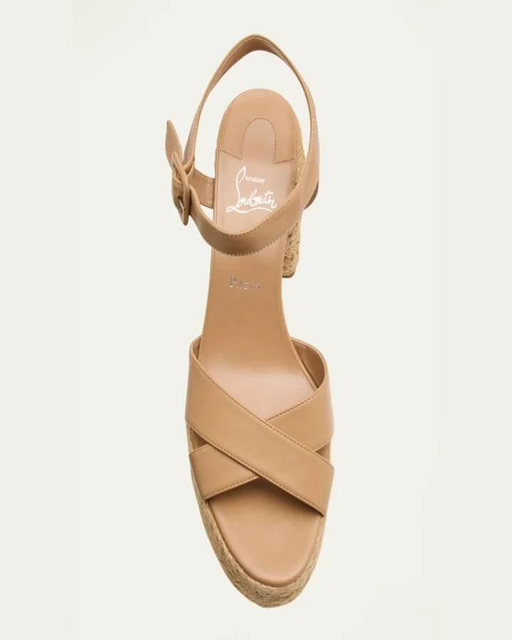 Calakala Leather Crisscross Red Sole Espadrille Sandals - Image 3