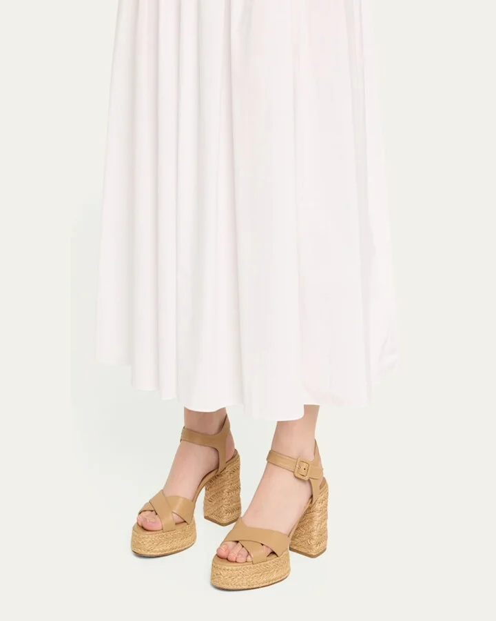 Calakala Leather Crisscross Red Sole Espadrille Sandals - Image 4