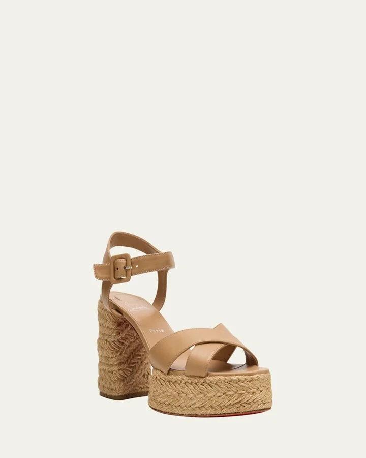 Calakala Leather Crisscross Red Sole Espadrille Sandals - Image 5