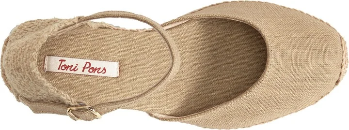 'Caldes' Linen Wedge Sandal - Image 9
