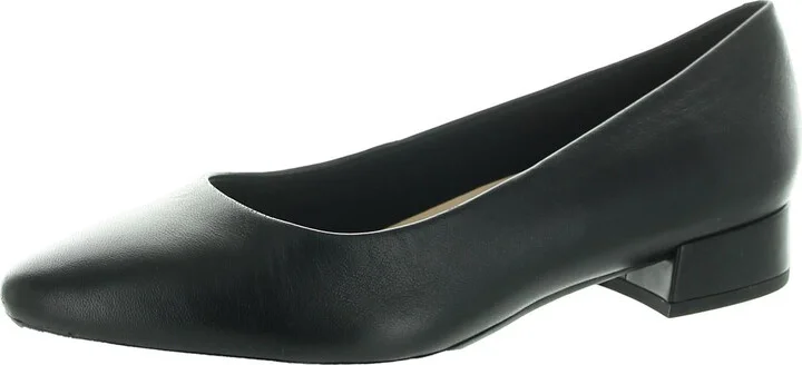 Caldise Womens Leather Block Heel Kitten Heels