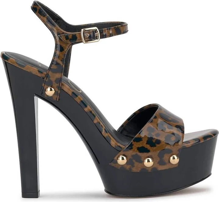 Calenta Studded Platform In Leopard