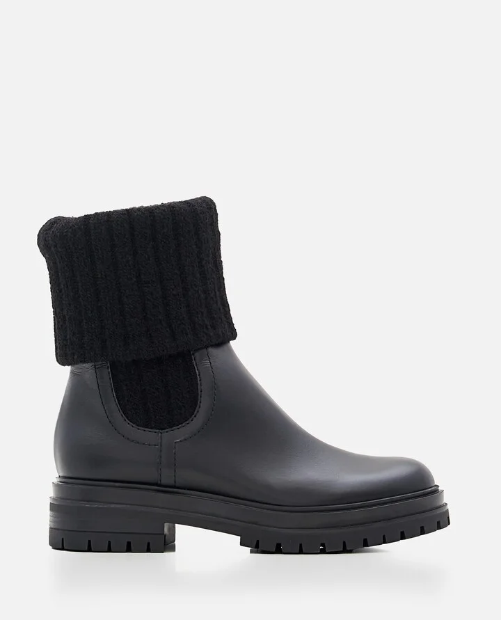 Calf And Knit Ankle Boots - Image 4