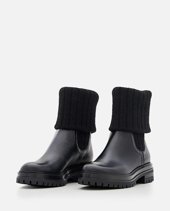 Calf And Knit Ankle Boots