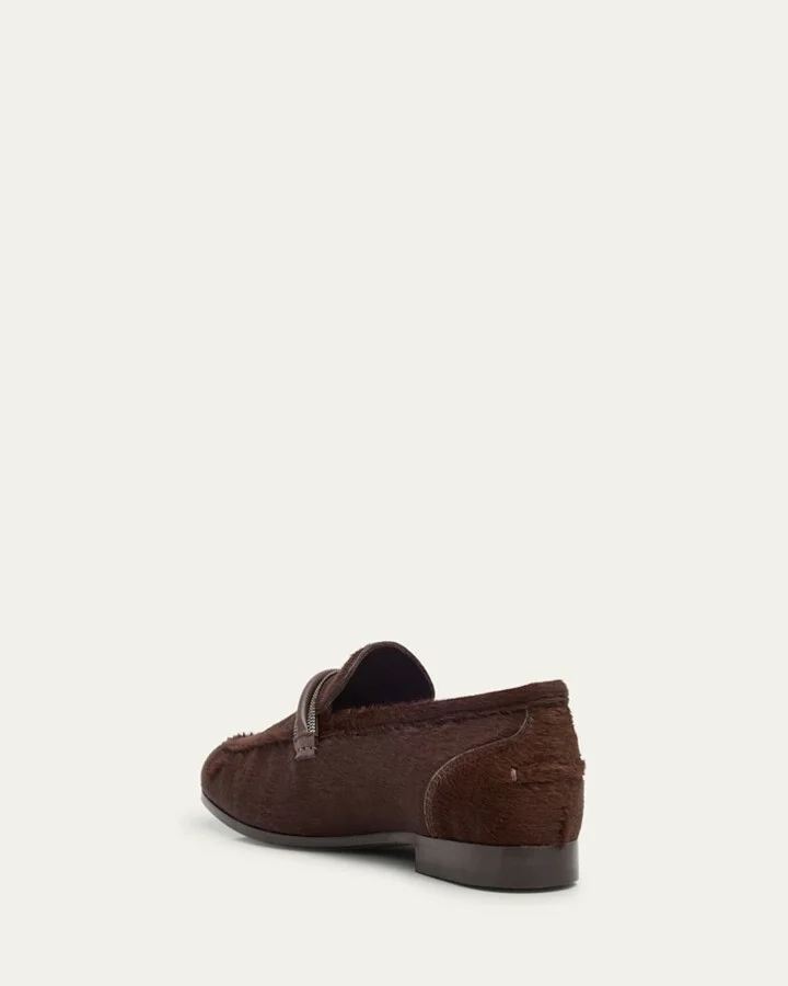Calf Hair Loafers with Monili Bar Strap - Image 2