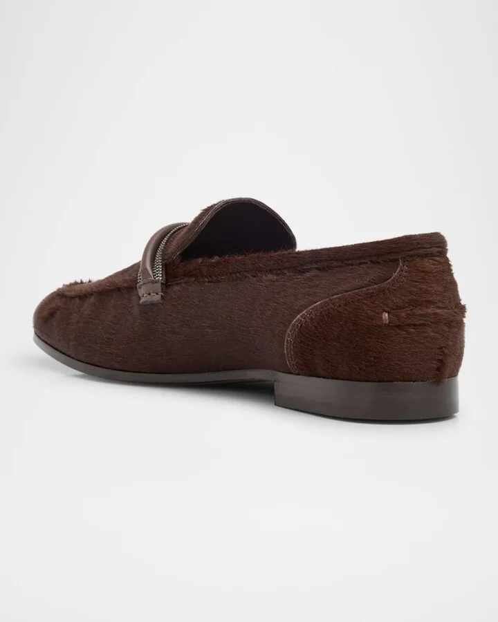 Calf Hair Loafers with Monili Bar Strap - Image 3