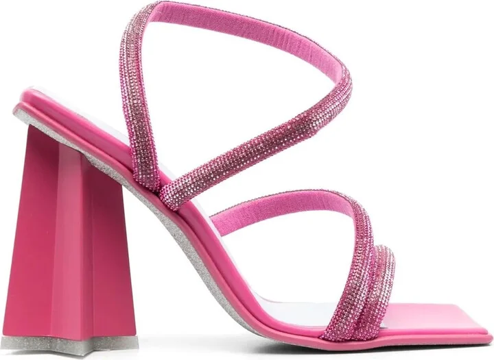 Calf-Leather Crystal-Embellished Sandals