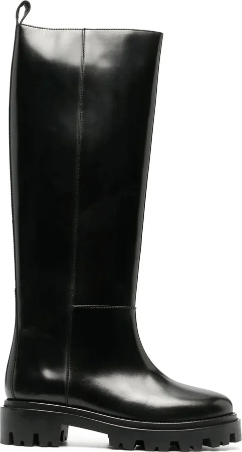 Calf-Length Leather Boots