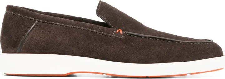 Calf-Suede Almond-Toe Loafers