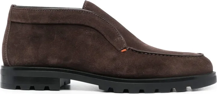 Calf-Suede Almond-Toe Loafers