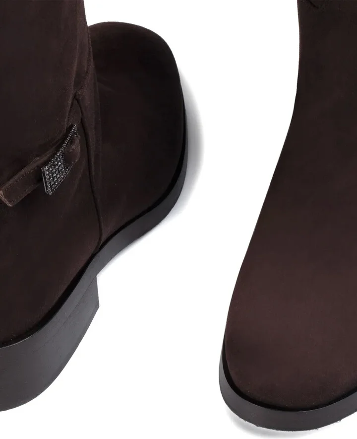 Calf Suede Buckle Boots - Image 4