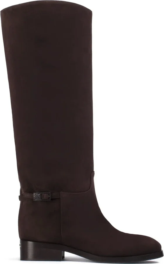 Calf Suede Buckle Boots