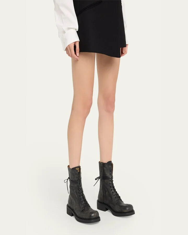 Calfskin Cap-Toe Combat Boots - Image 4