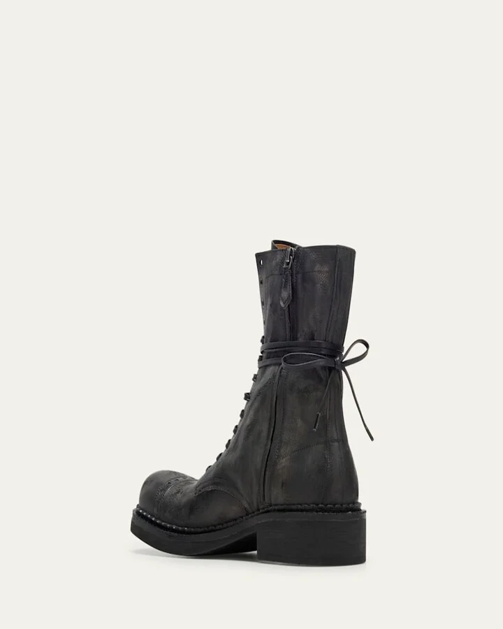 Calfskin Cap-Toe Combat Boots - Image 5
