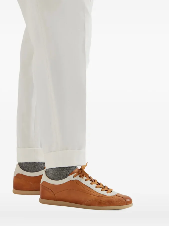 Calfskin Contrast-Panel Sneakers - Image 5