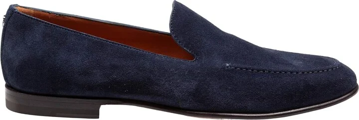 Calfskin Crust Moccasin Color Blue