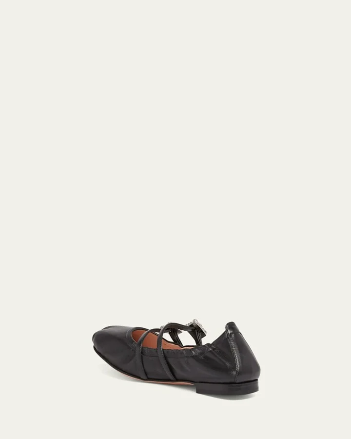Calfskin Dual Buckle Ballerina Flats - Image 3
