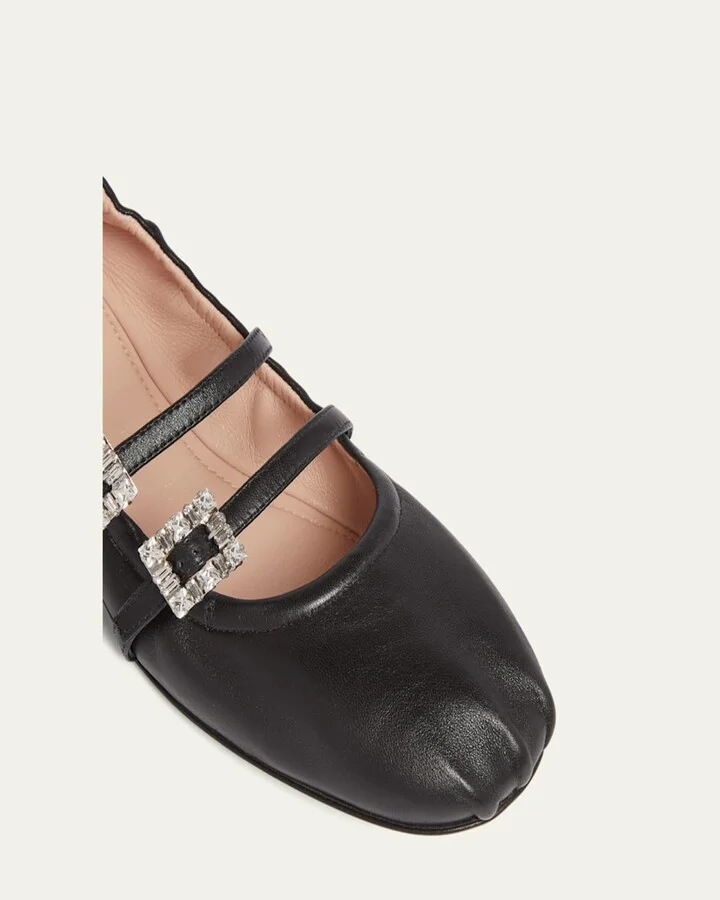 Calfskin Dual Buckle Ballerina Flats - Image 4
