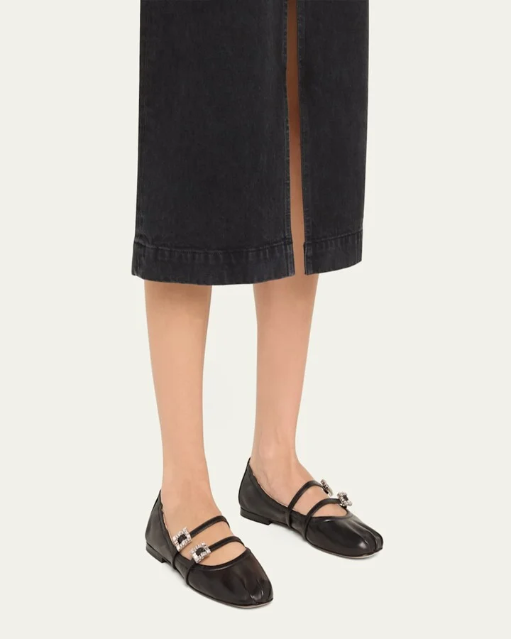 Calfskin Dual Buckle Ballerina Flats - Image 8