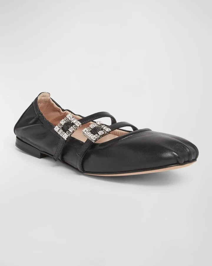 Calfskin Dual Buckle Ballerina Flats - Image 2