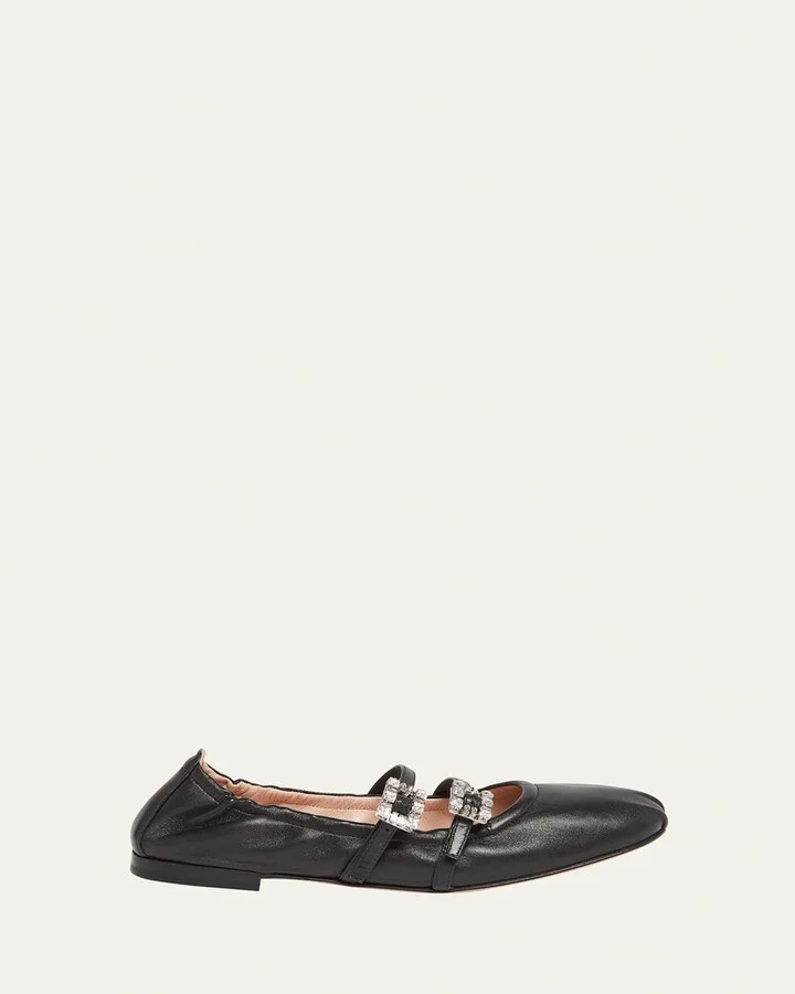 Calfskin Dual Buckle Ballerina Flats
