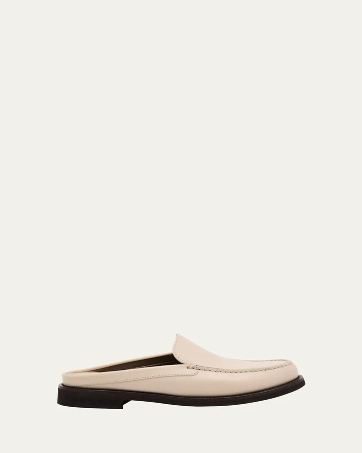 Calfskin Leather Loafer Mules