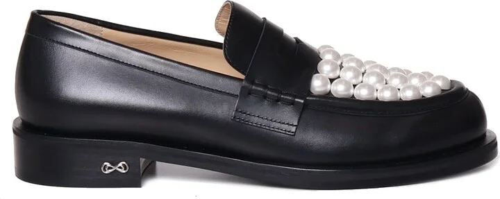 Calfskin Loafers With Pearls