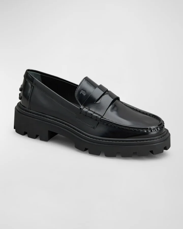Calfskin Lug-Sole Penny Loafers - Image 3