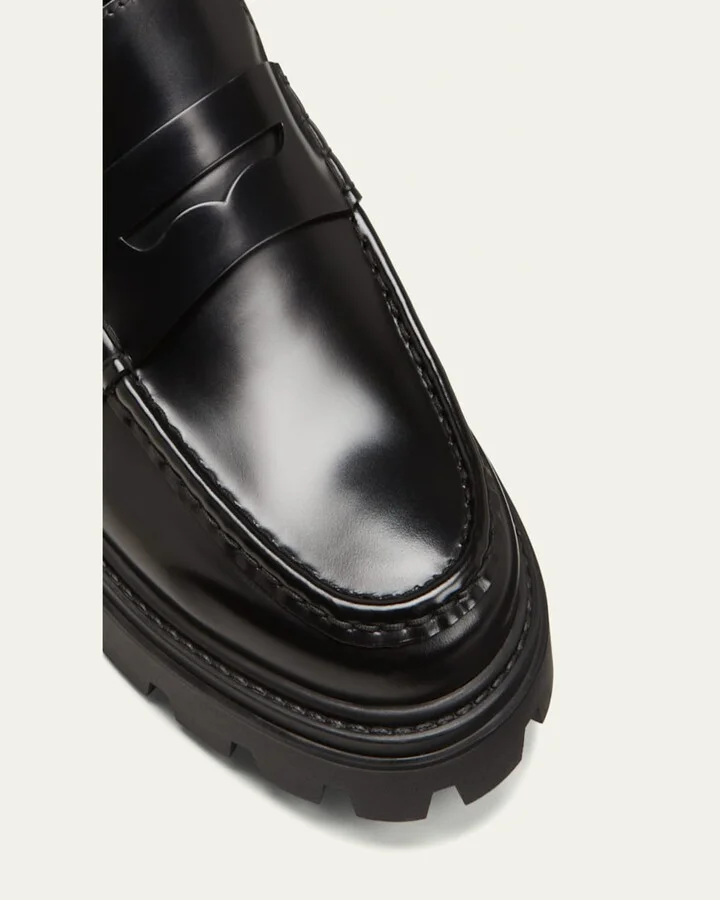 Calfskin Lug-Sole Penny Loafers - Image 3