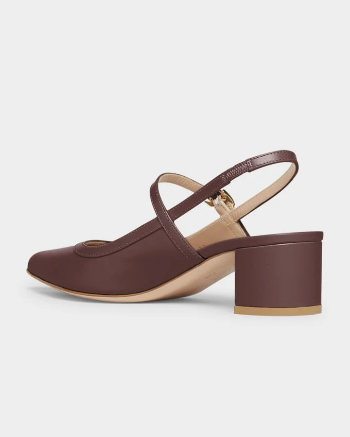 Calfskin Mary Jane Slingback Pumps - Image 5